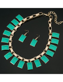Fashion Green Square Shape Gemstone Decorated Jewelry Sets