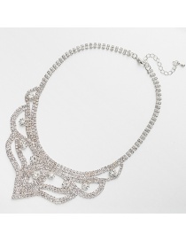 Fashion Silver Color Diamond Decorated Pure Color Necklace