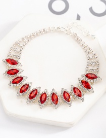 Fashion Red Oval Shape Diamond Decorated Bracelet