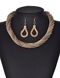 Fashion Gray+gold Color Multi-layer Design Simple Jewelry Sets