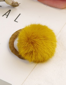 Lovely Yellow Fuzzy Ball Decorated Child Hair Band(1pc)