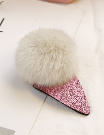 Lovely Beige Fuzzy Ball Decorated Child Hair Clip(1pc)