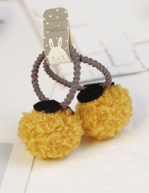 Lovely Yellow Fuzzy Ball Decorated Child Hair Band(2pcs)