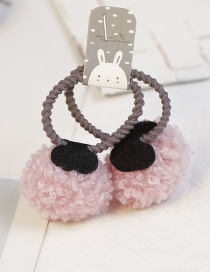 Lovely Pink Fuzzy Ball Decorated Child Hair Band(2pcs)
