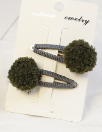 Lovely Dark Green Fuzzy Ball Decorated Child Hair Clip(2pcs)