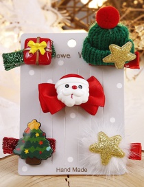 Lovely Red+green Santa Claus&tree Decorated Hair Clip(5pcs)