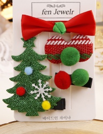 Lovely Red+green Christmas Tree&snowflake Decorated Hair Clip(4pcs)