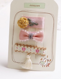 Lovely Yellow+pink Bowknot&flower Decorated Hair Clip(3pcs)
