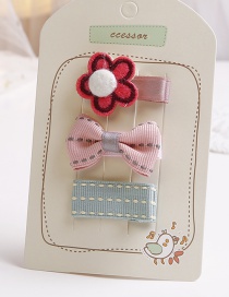 Lovely Red+blue Flowers&bowknot Decorated Hair Clip(3pcs)