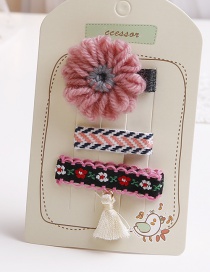 Lovely Beige+pink Tassel&flower Decorated Hair Clip(3pcs)