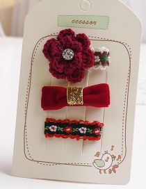 Lovely Claret Red Bowknot&flower Decorated Hair Clip(3pcs)