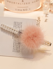 Fashion Pink Fuzzy Ball Decorated Hair Clip