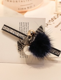 Fashion Navy Fuzzy Ball Decorated Hair Clip