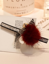 Fashion Claret Red Fuzzy Ball Decorated Hair Clip