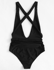 Sexy Black Pure Color Design V Neckline Bikini
