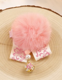 Lovely Pink Pearl&fuzzy Ball Decorated Hair Clip