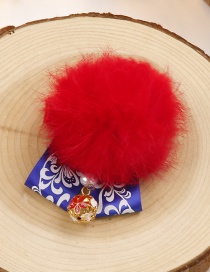 Lovely Red Pearl&fuzzy Ball Decorated Hair Clip