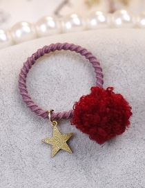 Lovely Claret Red Star Shape&fuzzy Ball Decorated Hair Band(1pc)