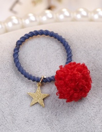 Lovely Red Star Shape&fuzzy Ball Decorated Hair Band(1pc)