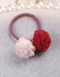 Lovely Pink+red Fuzzy Balls Decorated Hair Band(1pc)