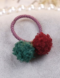 Lovely Red+green Fuzzy Balls Decorated Hair Band(1pc)
