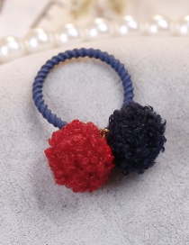 Lovely Red+navy Fuzzy Balls Decorated Hair Band(1pc)