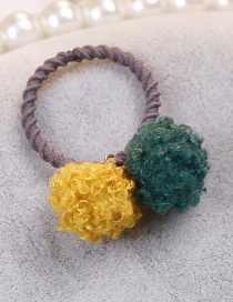 Lovely Yellow+green Fuzzy Balls Decorated Hair Band(1pc)