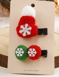 Lovely Red+green Christmas Hat&snowflake Decorated Hairpin(2pcs)