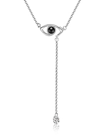 Fashion Silver Color Eye&diamond Decorated Long Necklace
