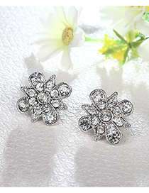 Fashion Silver Color Flower Shape Design Earrings