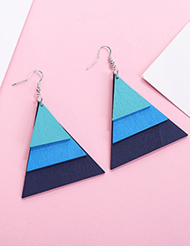 Fashion Navy+blue Triangle Shape Design Simple Earrings