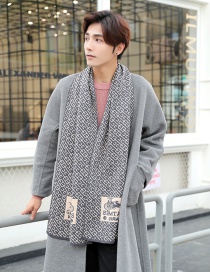 Fashion White+gray Color Matching Design Knitted Men's Scarf