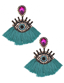 Fashion Purple+blue Eye Shape Design Tassel Earrings