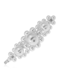 Elegant Mikly White Full Pearls Design Pure Color Hair Clip