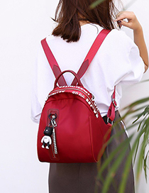 Trendy Claret Red Letter Pattern Decorated Backpack Without Pendant