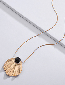 Fashion Black Leaf Shape Pendant Decorated Necklace