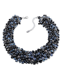 Fashion Black Full Bead Decorated Pure Color Necklace
