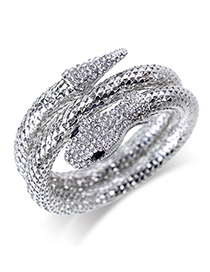 Fashion Silver Color Snake Shape Decorated Opening Bracelet