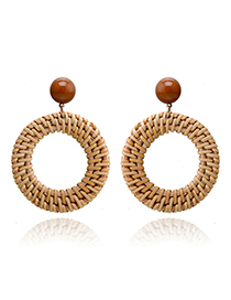 Fashion Brown Round Shape Decorated Earrings