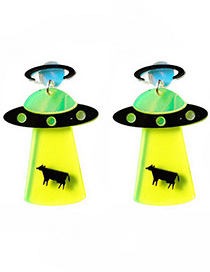 Fashion Yellow Spaceship Shape Decorated Earrings