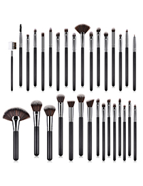 Fashion Black Flat Shape Decorated Make Up Brushes(32pcs)