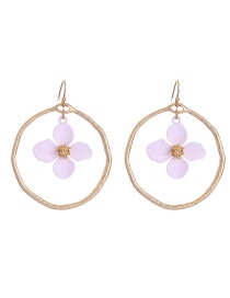 Fashion Pink Flower Shape Decorated Round Earrings