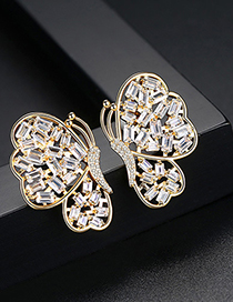 Fashion Gold Color Hollow Out Design Butterfly Shape Earrings