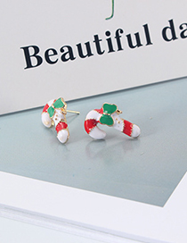 Fashion Multi-color Christmas Cane Shape Decorated Earrings