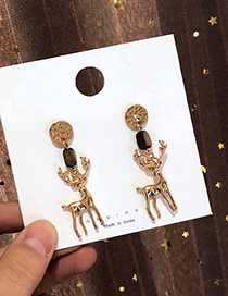 Fashion Gold Color Deer Shape Decorated Earrings