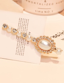 Fashion Gold Color+white Oval Shape Decorated Hair Clip