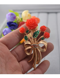 Fashion Gold Color Flower Shape Decorated Hair Clip