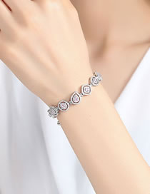 Simple Silver Color Diamond Decorated Bracelet