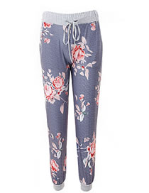 Fashion Gray Flowers Pattern Decorated Yoga Pants For Child