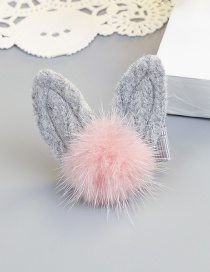 Fashion Gray Rabbit Ear Shape Decorated Pom Ball Hair Clip